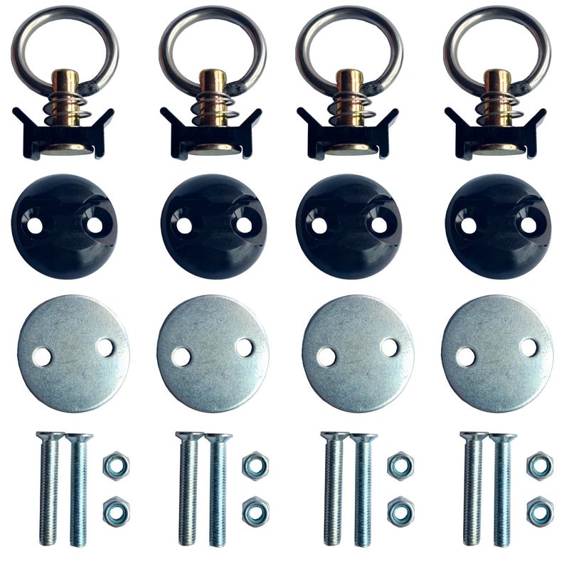 FishYuan 4 Pack Round Anchor Point Tie Down Kit, Bolt On Fitting Kit with Quick Release Tie Down Anchor - Image 1
